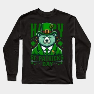 Happy st patricks day funny green bear Long Sleeve T-Shirt